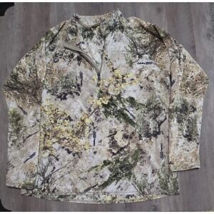 Cabelas 1/4 Zip Microfleece ZONZ Woodlands Camoflage Hunting Pullover Men L
